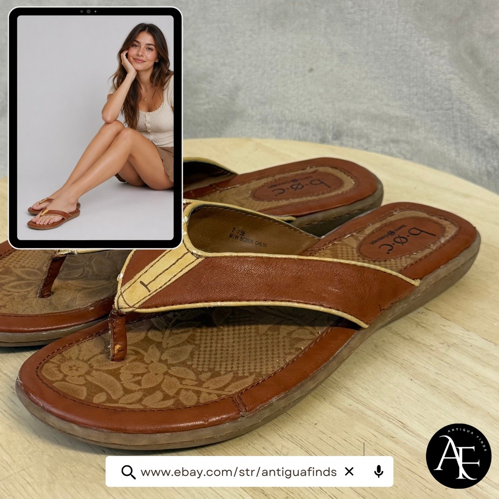 b.o.c. Born Concept Womens Brown Tan Thong Flip Flop Sandals BC2526 Size 7 38